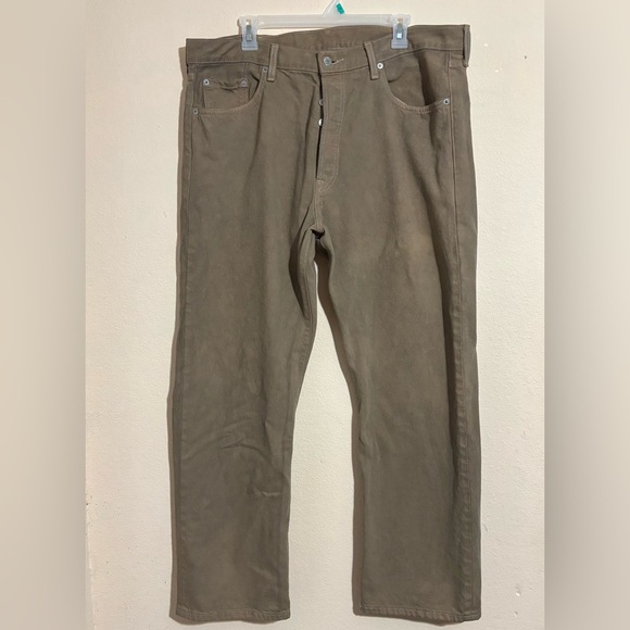 Y2K Levi's 501 Jeans Mens 40x30 Button Fly Straight Leg Red Tab Khaki WPL423 - Picture 1 of 10